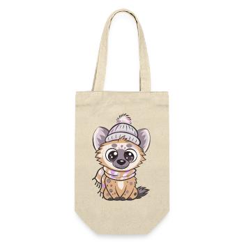 Hyène mignonne avec écharpe et chapeau à pompon. - Sac à bouteille - nature - Devant