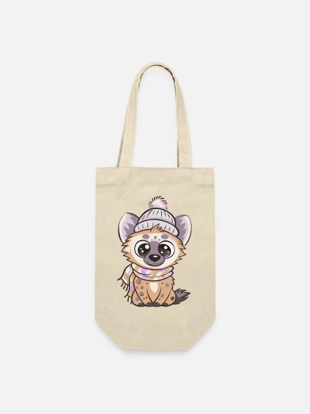Hyène mignonne avec écharpe et chapeau à pompon. - Sac à bouteille - nature