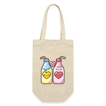 Milch Paar Liebe Herz Lustig - Geschenkbeutel für Flaschen - Natur - Vorne