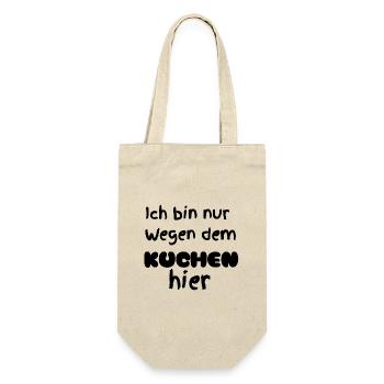 Nur wegen dem Kuchen  - Geschenkbeutel für Flaschen - Natur - Vorne