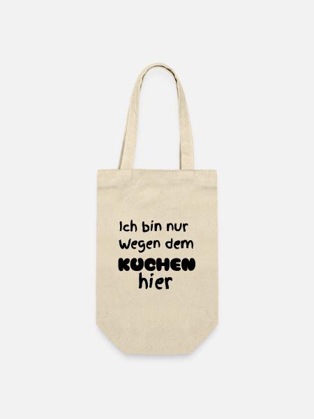 Nur wegen dem Kuchen  - Geschenkbeutel für Flaschen - Natur