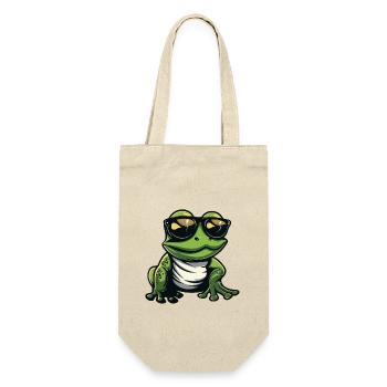 Frosch Tier Cool - Geschenkbeutel für Flaschen - Natur - Vorne