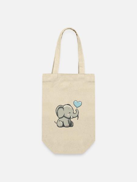 Baby-Elefant - Geschenkbeutel für Flaschen - Natur