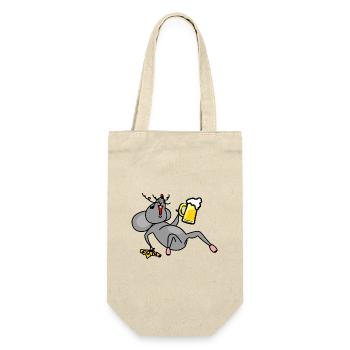 Mouse drunk with beer and cheese - Gift Bag for Bottles - nature - Front