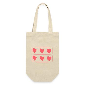 sechs herzen herz rosa rechteck muster - Geschenkbeutel für Flaschen - Natur - Vorne