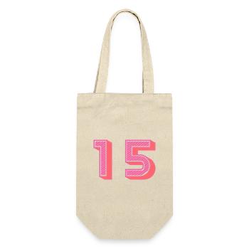 15. 15 JAHRE. 15. JAHRESTAG. 15-JÄHRIGES JUBILÄUM. - Geschenkbeutel für Flaschen - Natur - Vorne
