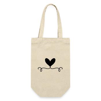 Herz Symbol Linie Liebe - Geschenkbeutel für Flaschen - Natur - Vorne