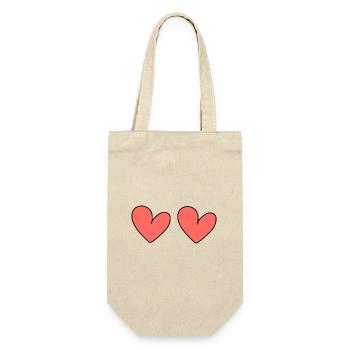 Herz zwei Herzen Symbol - Geschenkbeutel für Flaschen - Natur - Vorne