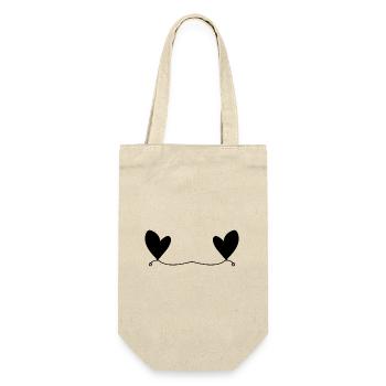 Zwei herzen liebe herz linie - Geschenkbeutel für Flaschen - Natur - Vorne