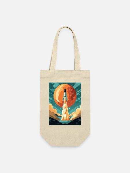 Rocket Launch Raketenstart - Geschenkbeutel für Flaschen - Natur