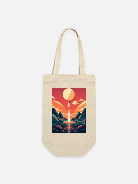 Rocket Launch Raketenstart - Geschenkbeutel für Flaschen - Natur