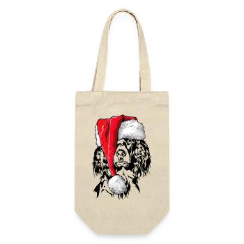 Santa Kleiner Münsterländer Weihnachten Wilsigns - Geschenkbeutel für Flaschen - Natur - Vorne