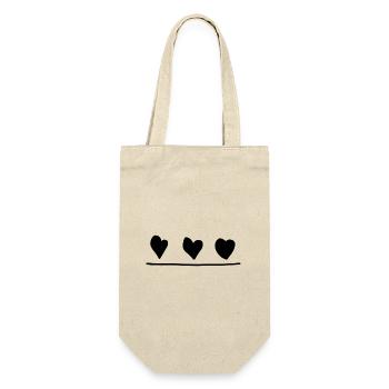 drei herzen herz linie form formen - Geschenkbeutel für Flaschen - Natur - Vorne