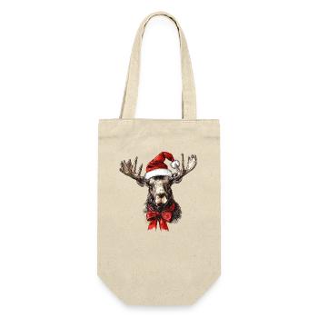 Santas Elch Frohe Weihnachten Cottagecore Sweater - Geschenkbeutel für Flaschen - Natur - Vorne