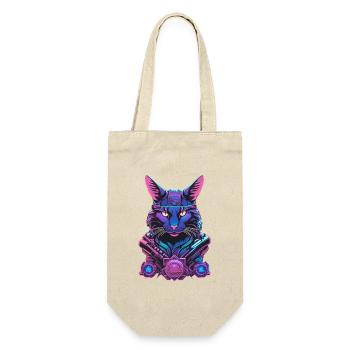 Cyberkatze mit futuristischem Design - Geschenkbeutel für Flaschen - Natur - Vorne