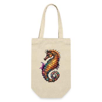 Ornamentseepferdchen Farbmeer - Geschenkbeutel für Flaschen - Natur - Vorne