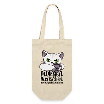Katze Morgenmenschen Morgen Menschen Kaffee Spruch - Geschenkbeutel für Flaschen - Natur - Vorne