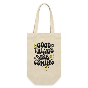 Good things are coming saying Trendy Retro Peace - Gift Bag for Bottles - nature - Front