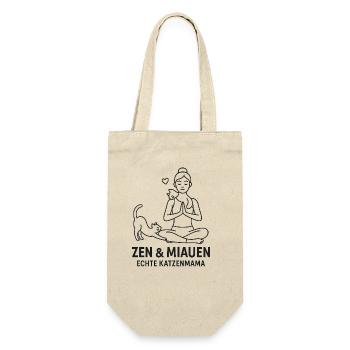 Zen und Miauen Katzenmama - Geschenkbeutel für Flaschen - Natur - Vorne