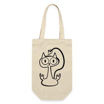 Heay metal cat - Geschenkbeutel für Flaschen - Natur - Vorne