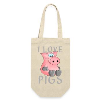 I love pigs Ferkel - Geschenkbeutel für Flaschen - Natur - Vorne
