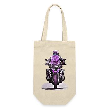 GS Motorradfahrer lila - Geschenkbeutel für Flaschen - Natur - Vorne