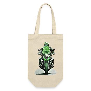 GS Motorradfahrer grün - Geschenkbeutel für Flaschen - Natur - Vorne