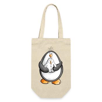 Pinguin und Schneemann sind beste Freunde - Geschenkbeutel für Flaschen - Natur - Vorne