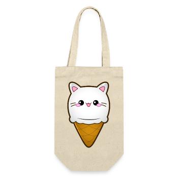 Crème glacée Chat Crème glacée Chat glace Boule de crème glacée à la vanille - Sac à bouteille - nature - Devant