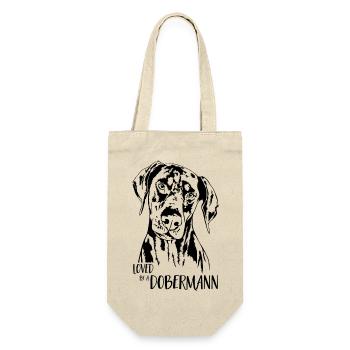Aimé par un chien Doberman disant Wilsigns - Sac à bouteille - nature - Devant