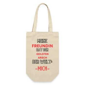 Meine Freundin hat den geilsten A..... - Geschenkbeutel für Flaschen - Natur - Vorne