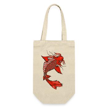Japanischer Koi-Karpfenfisch Zeichnung 1403 A - Geschenkbeutel für Flaschen - Natur - Vorne