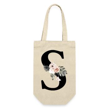 Tropischer Blumenbuchstabe S - Geschenkbeutel für Flaschen - Natur - Vorne