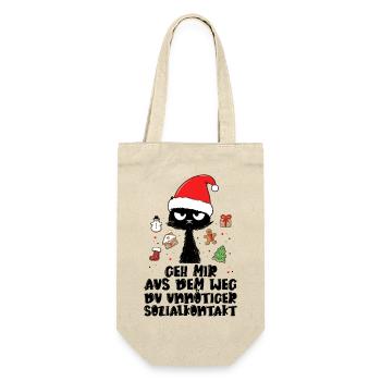 Geh mir aus dem Weg Du unnötiger Sozialkontakt - Geschenkbeutel für Flaschen - Natur - Vorne
