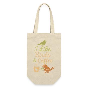 Ich mag Vögel und Kaffee und vielleicht 3 Menschen - Geschenkbeutel für Flaschen - Natur - Vorne