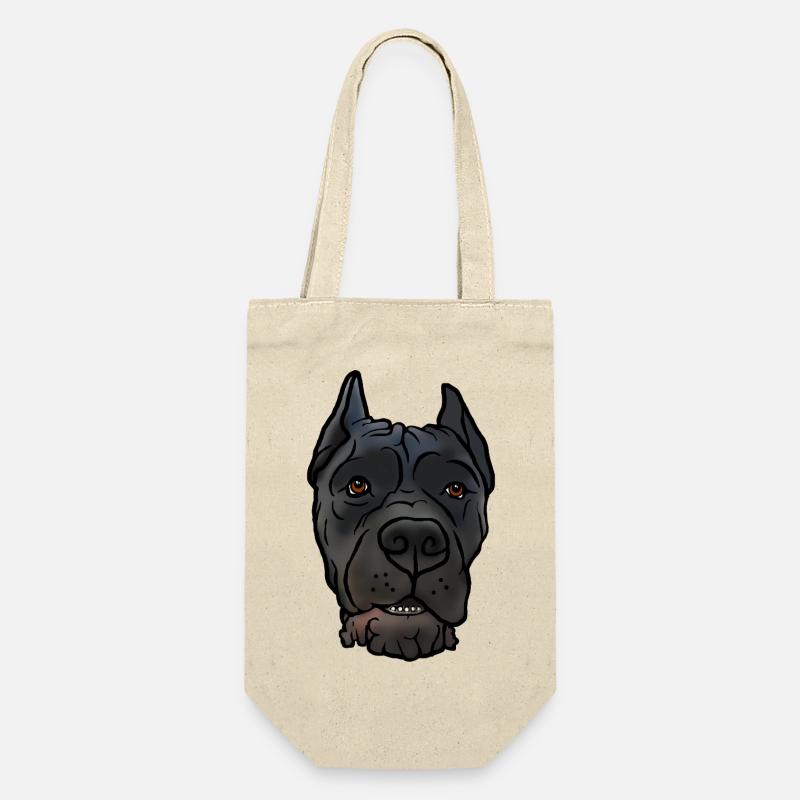 Cane Corso kupiert Kopf im Comicstyle - Geschenkbeutel für Flaschen - Natur