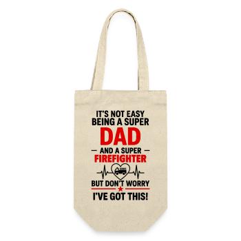 Heart + Firefighter – Super Firefighter Dad - Gift Bag for Bottles - nature - Front