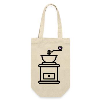 Coffee Love: Coffee Grinder with Heart Vector - Gift Bag for Bottles - nature - Front