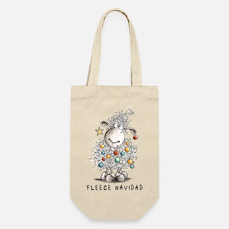 Fleece Navidad Weihnachtsschaf Cartoon Schaf - Geschenkbeutel für Flaschen - Natur