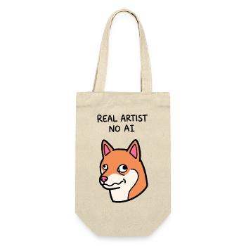 Echter Künstler, nicht KI-generiert – Lustiger Shiba-Hund - Geschenkbeutel für Flaschen - Natur - Vorne