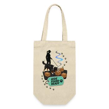HIDE FOUND READY Hund - Geschenkbeutel für Flaschen - Natur - Vorne