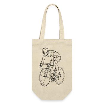 Fahrradfahrer Skizze - Geschenkbeutel für Flaschen - Natur - Vorne