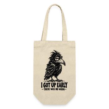  I Got Up Early There Was No Worm Funny Crow - Geschenkbeutel für Flaschen - Natur - Vorne