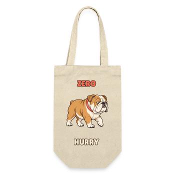 Zero Hurry – Fauler Bulldoggen-Humor - Geschenkbeutel für Flaschen - Natur - Vorne