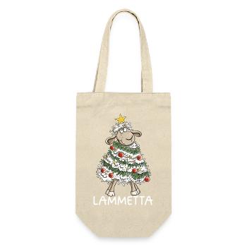 Lammetta Schaf I Weihnachten Lametta Wortspiel - Geschenkbeutel für Flaschen - Natur - Vorne