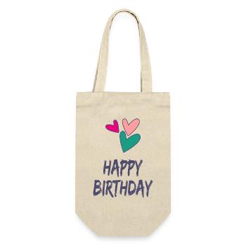 ALLES GUTE ZUM GEBURTSTAG. ALLES GUTE ZUM GEBURTSTAG. JAHRESTAG. - Geschenkbeutel für Flaschen - Natur - Vorne