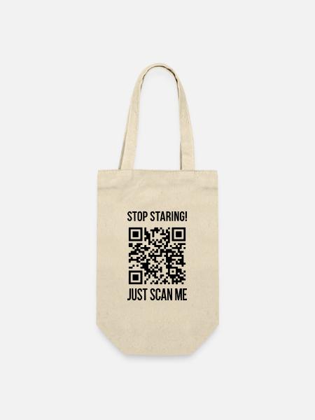 Scanne mich QR Code für Motivation - Geschenkbeutel für Flaschen - Natur