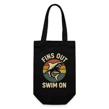 Fins out – shark at sunset - Gift Bag for Bottles - black - Front