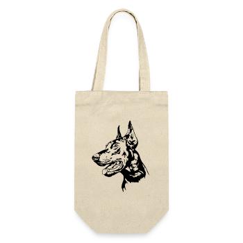 Dobermann Hundeportrait Hunde Hundesport Wilsigns - Geschenkbeutel für Flaschen - Natur - Vorne