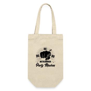 Party Sprüche mitkommen Party machen - Geschenkbeutel für Flaschen - Natur - Vorne
